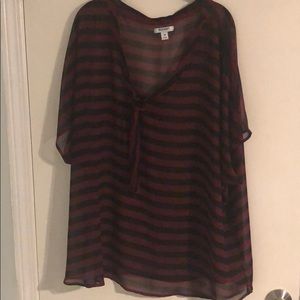 Black and burgundy striped blouse